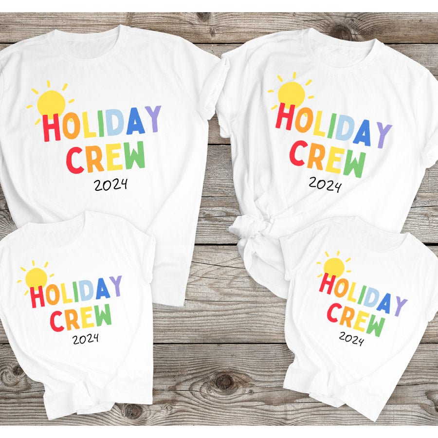2024 Sunshine Holiday Crew Family Matching White T-Shirts