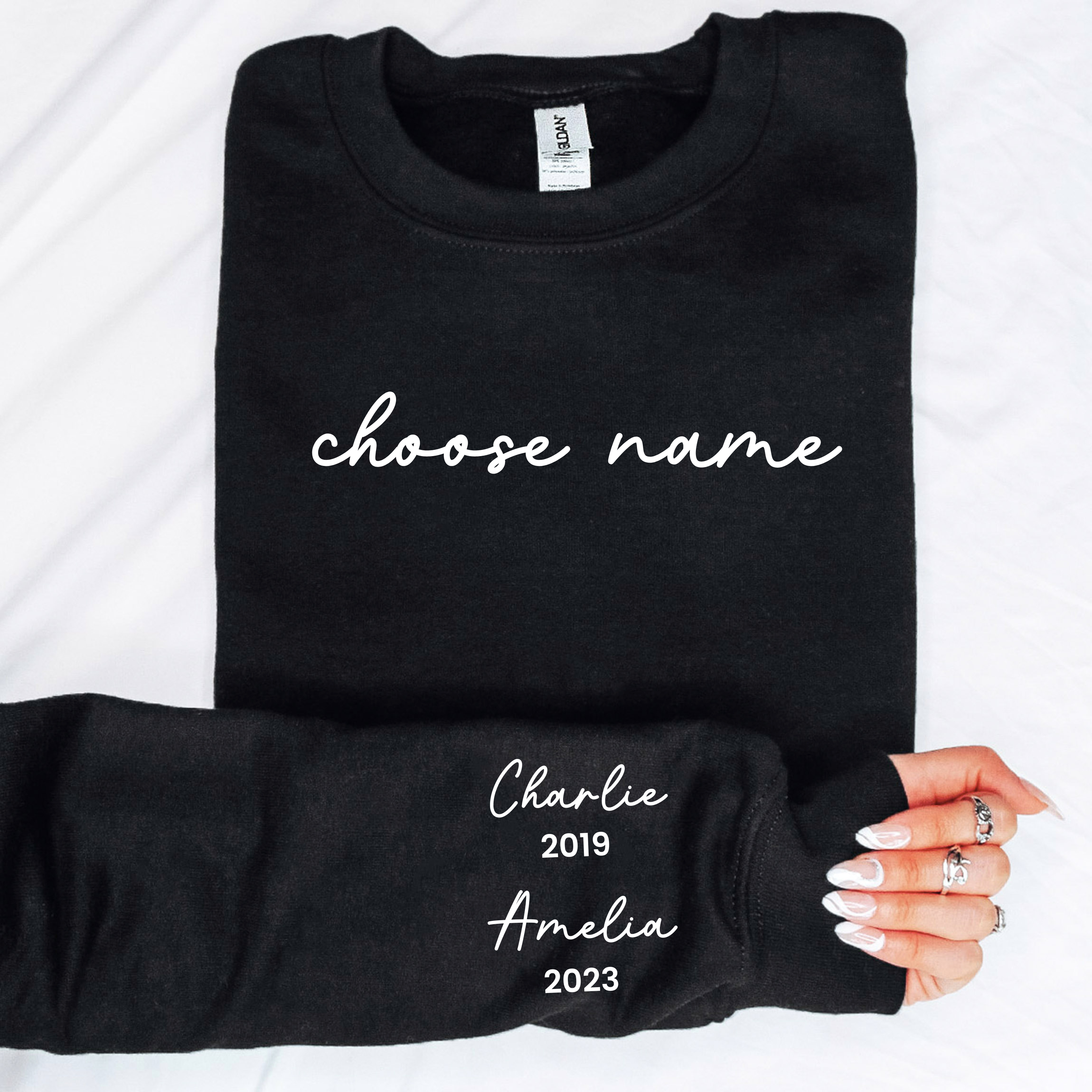 On My Sleeve Choose Your Name Personalised Sweatshirt