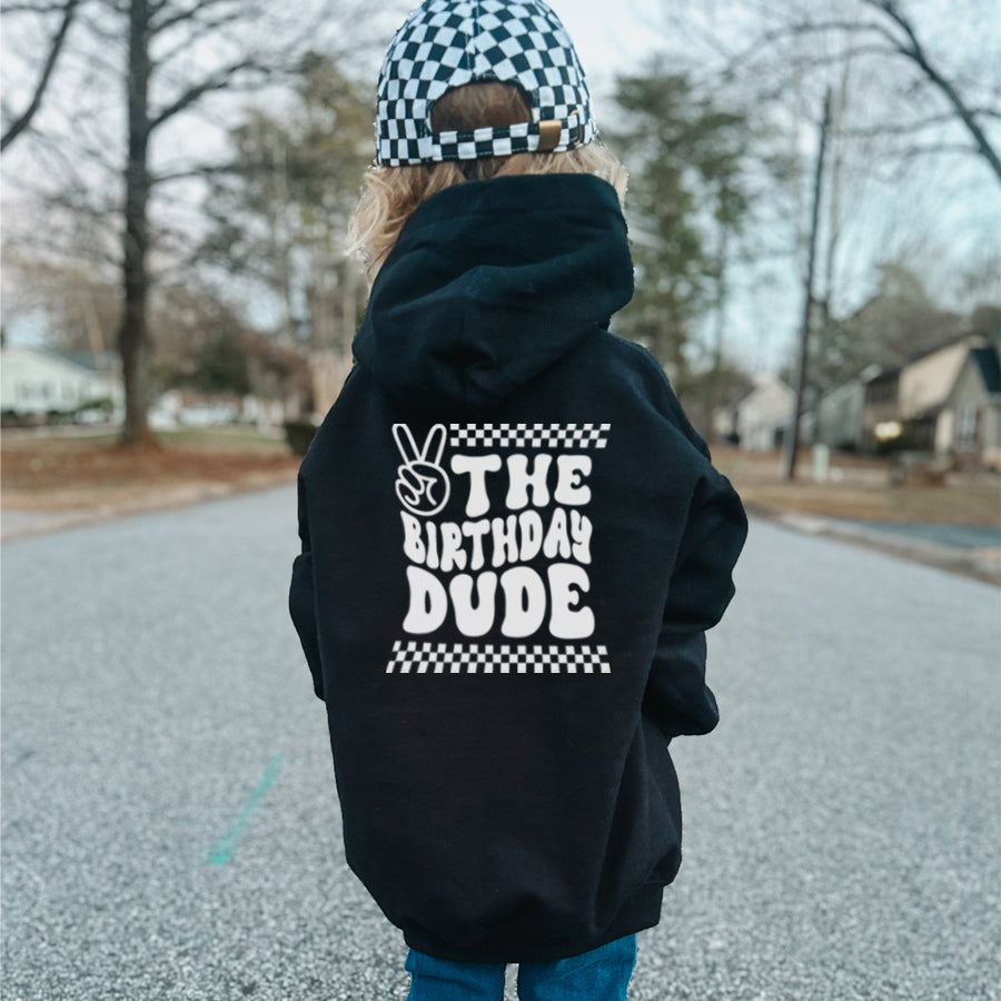 Birthday Dude Front & Back Graphic Kids Hoodie