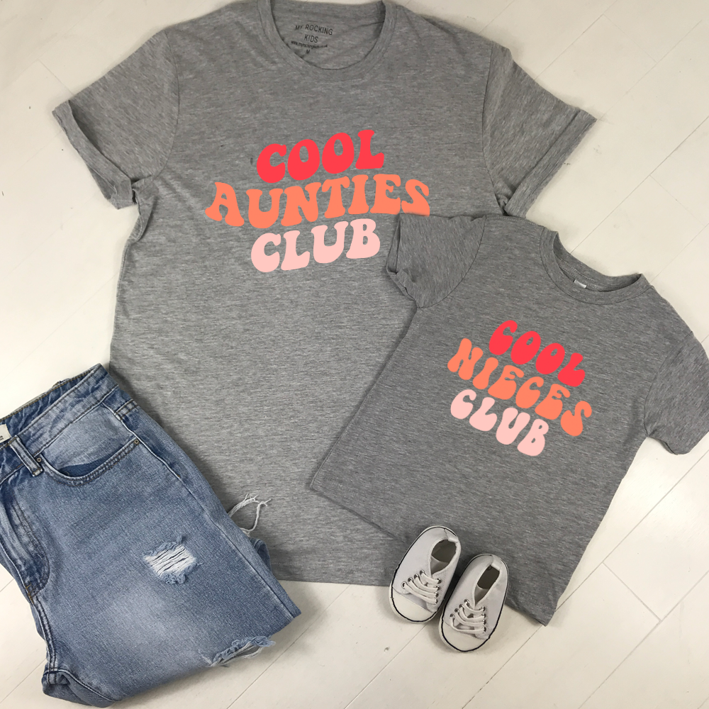 In The Groove - Cool Aunties & Cool Nieces Club T-Shirts Grey