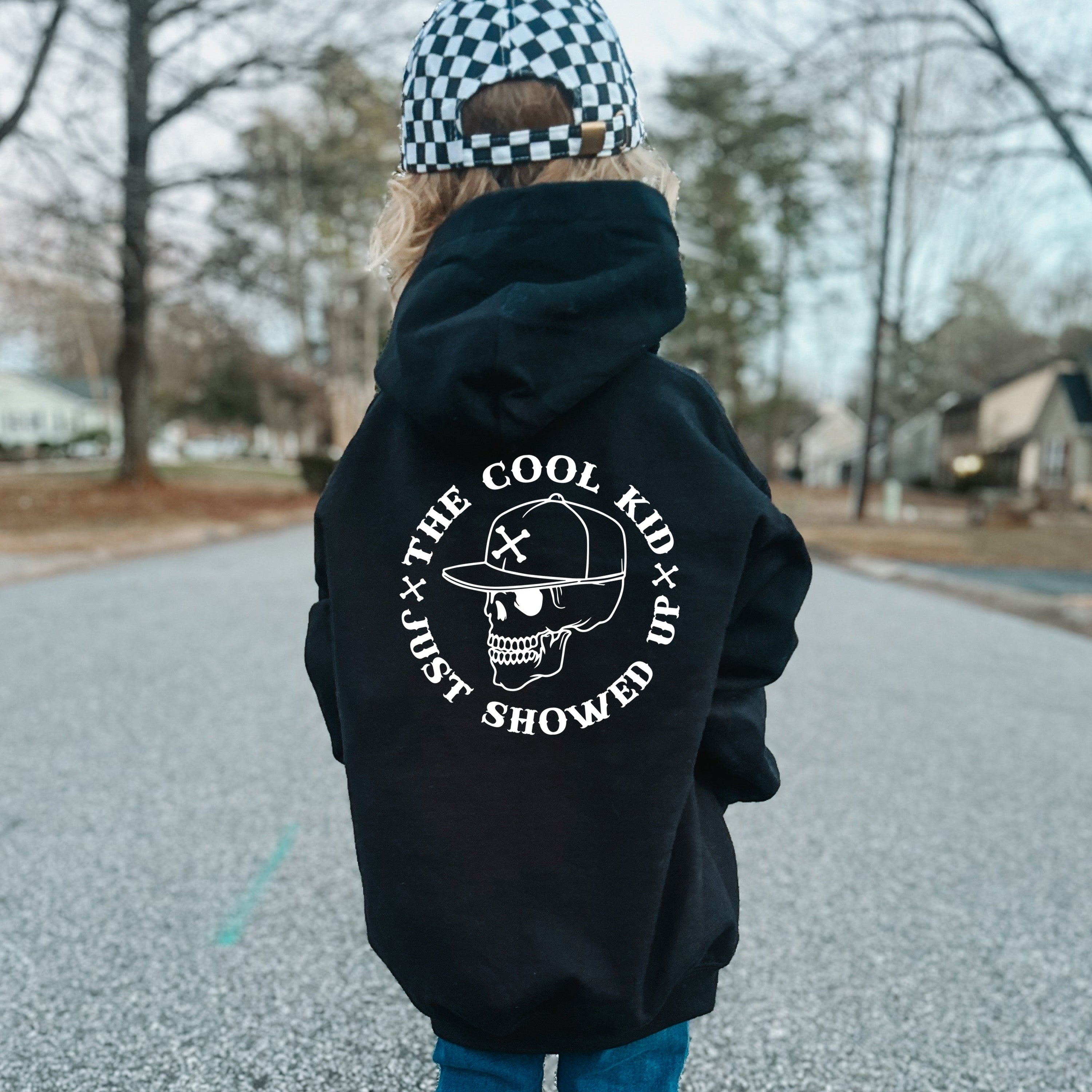 Cool Kid Showed Up Back Logo Kids Hoodie