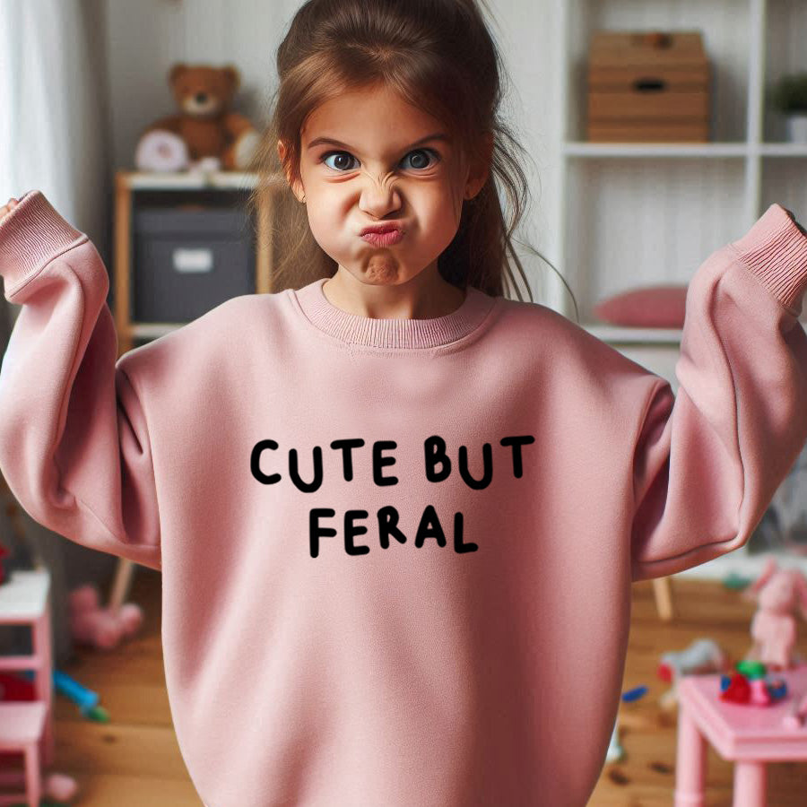 Drive Mum Crazy Cute But Feral Kids Sweatshirt