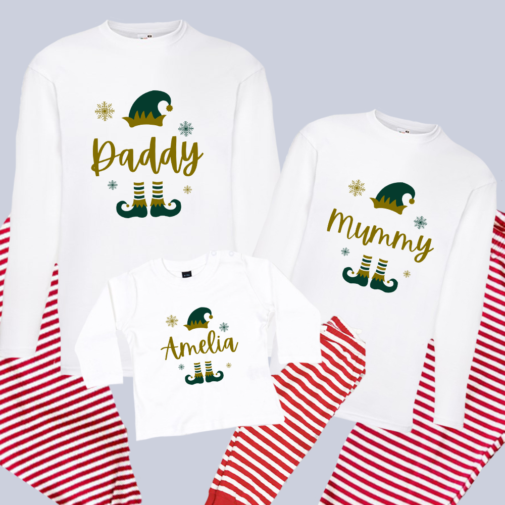 North Pole Elf Family Long Sleeve & Red Stripe Pyjama Set