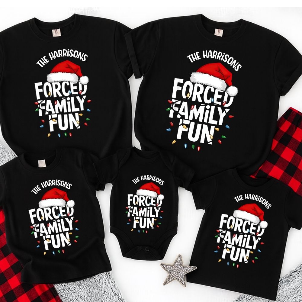 Forced Family Fun Personalised Black T-Shirts/Baby Vest