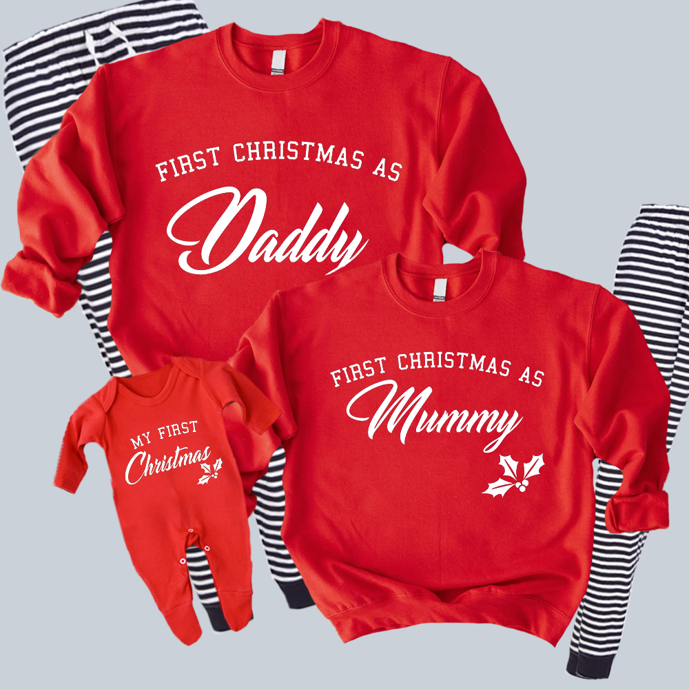 North Pole First Family Christmas Sweatshirt & Rompersuit Navy Stripe Pyjama Set