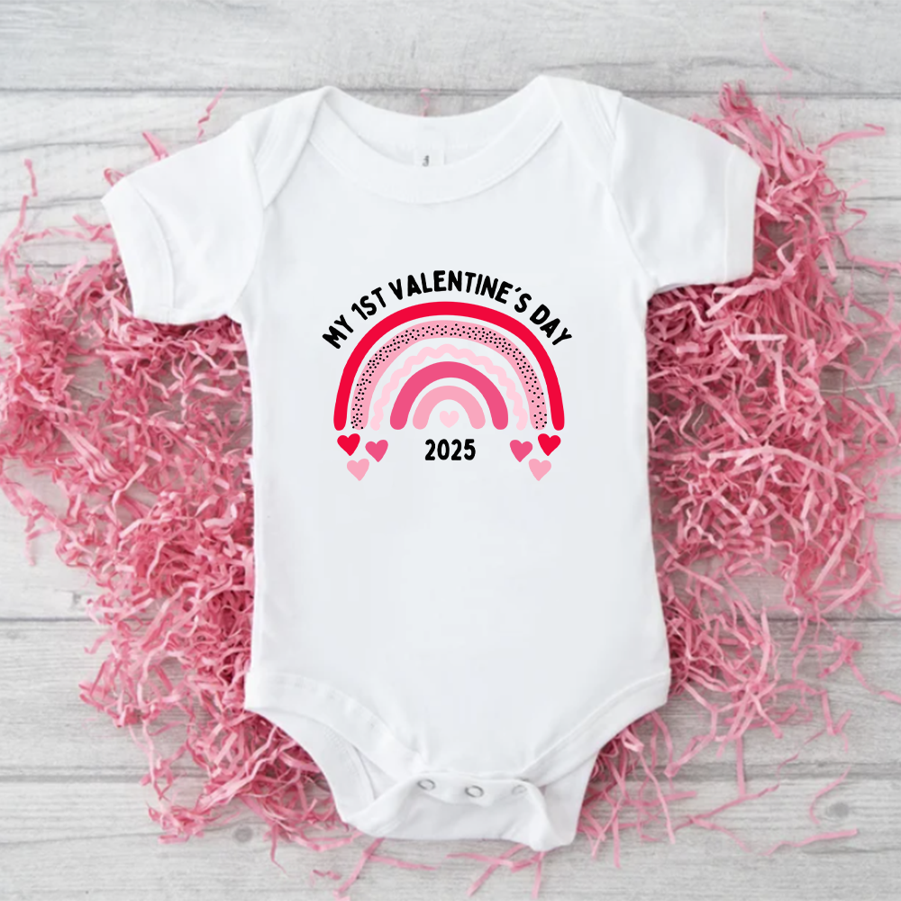 My First Valentines Day 2025 Rainbow Baby Vest