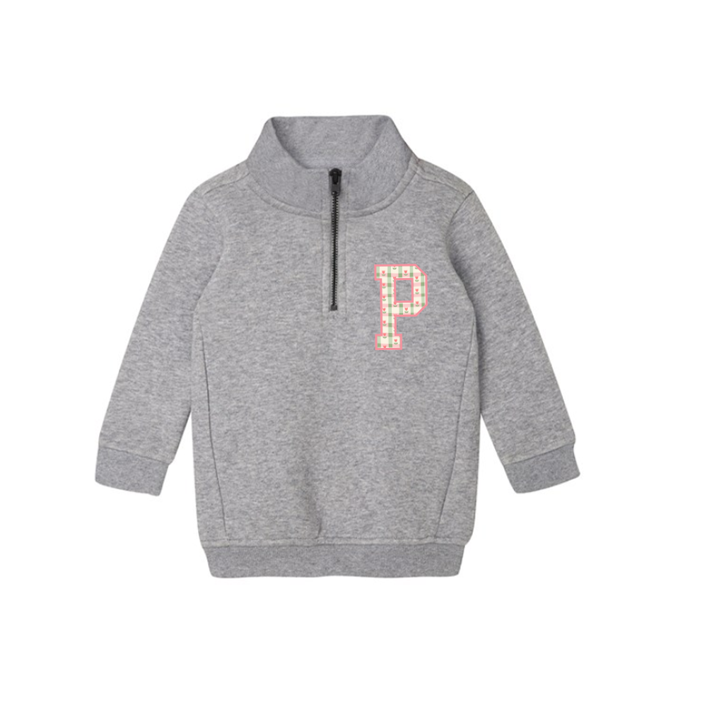 Gingham Floral Patch Baby Quarter Zip Sweatshirt