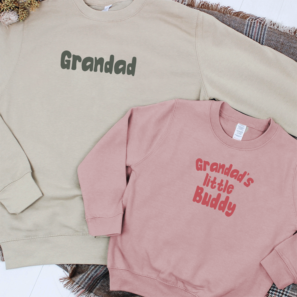 Grandad & Grandad's Little Buddy Matching Sand/Dusty Pink Sweatshirts