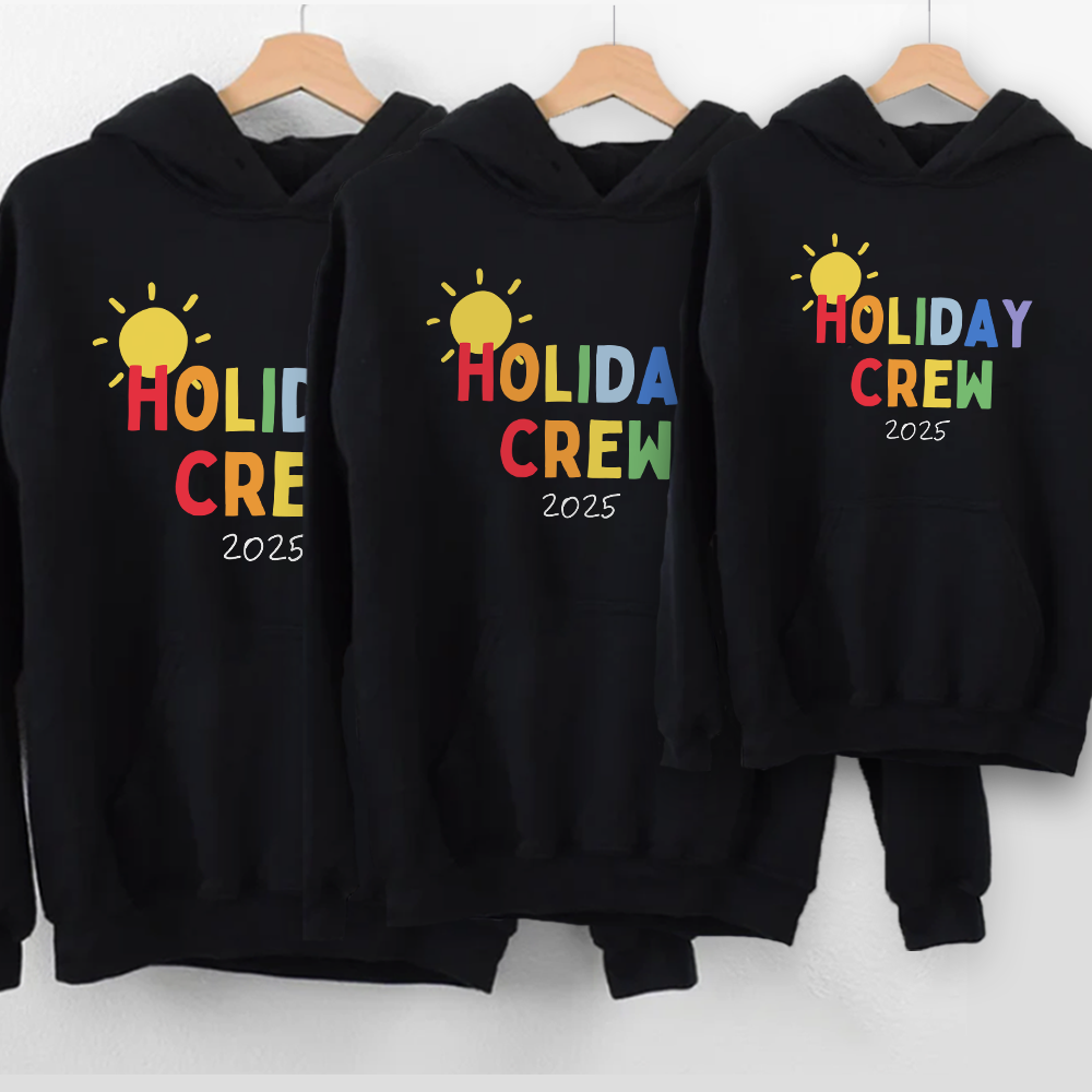 Holiday Crew 2025 Family Matching Black Hoodies