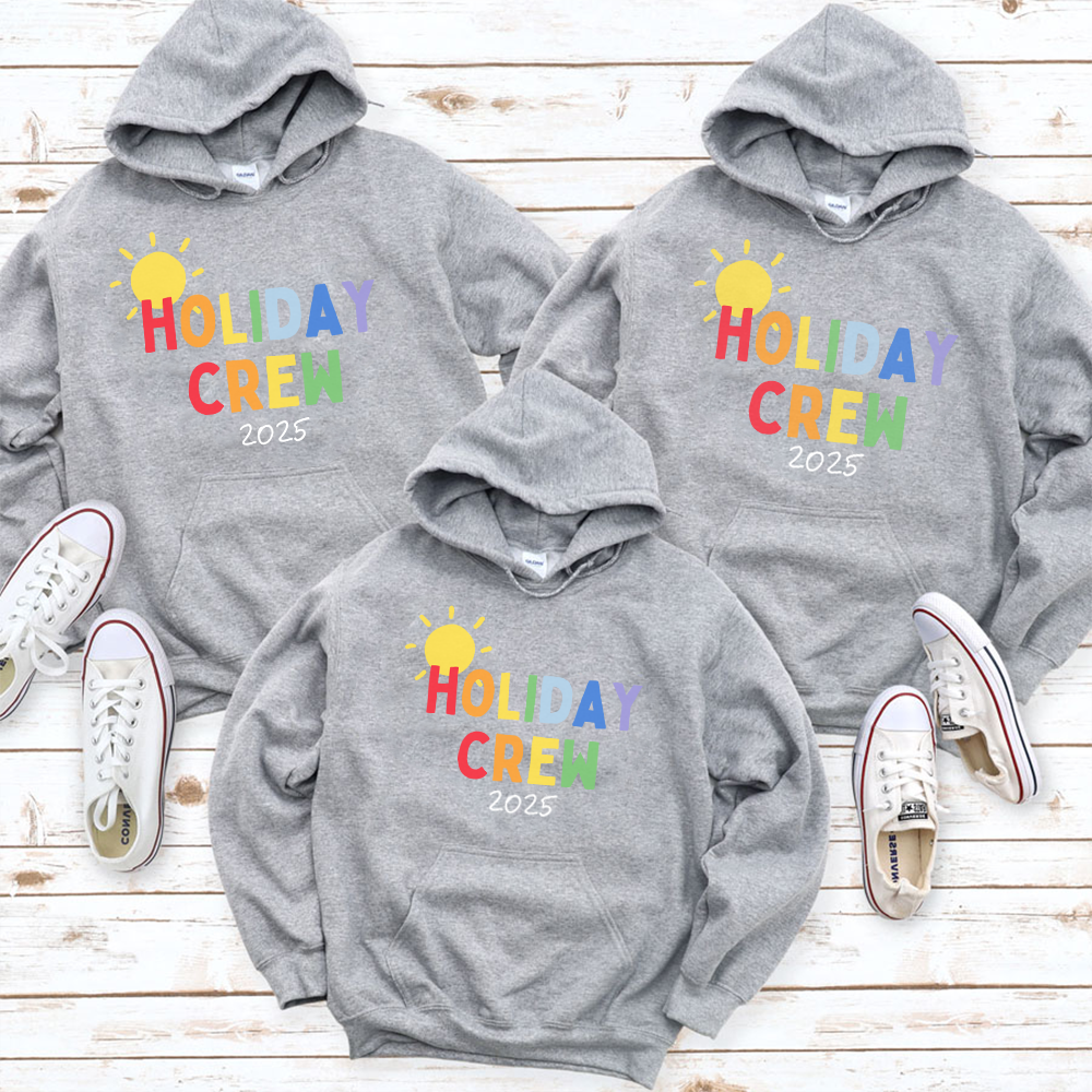 Holiday Crew 2025 Family Matching Grey Hoodies