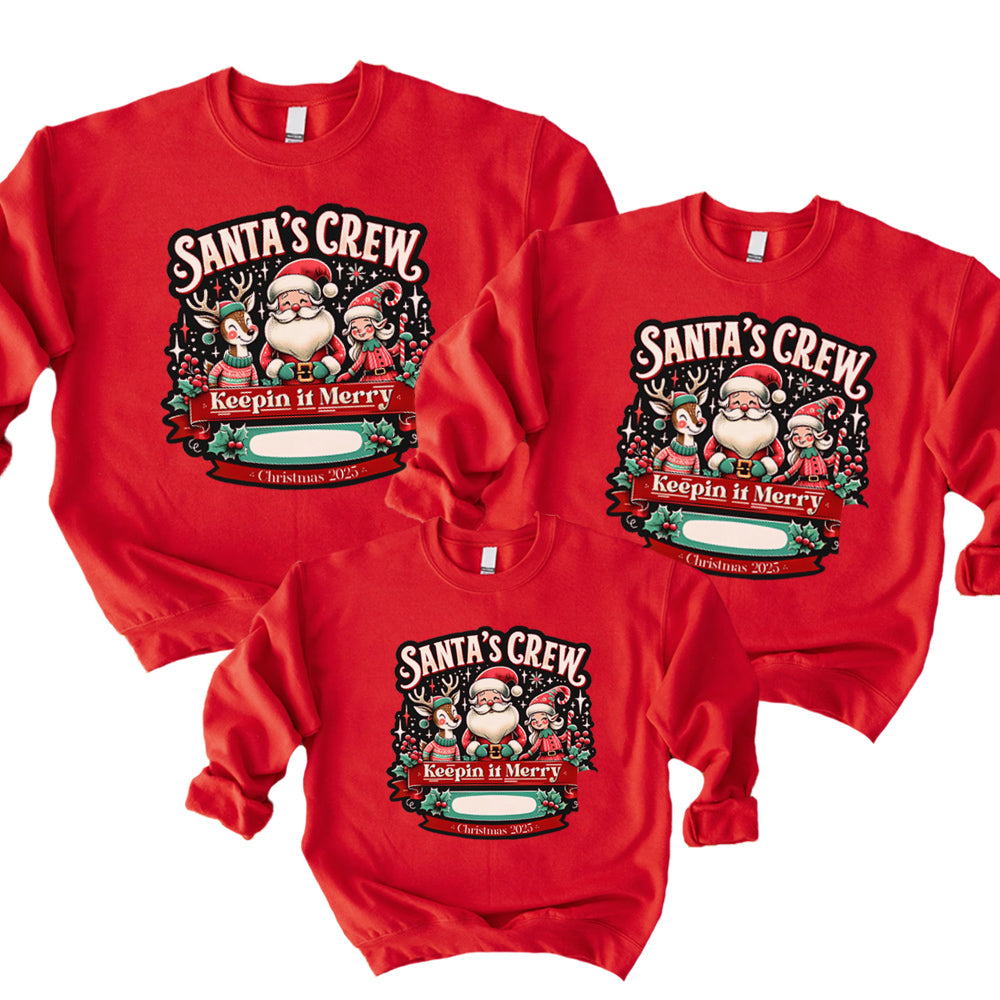 Keepin' It Merry Santa's Crew Family Sweatshirts Red