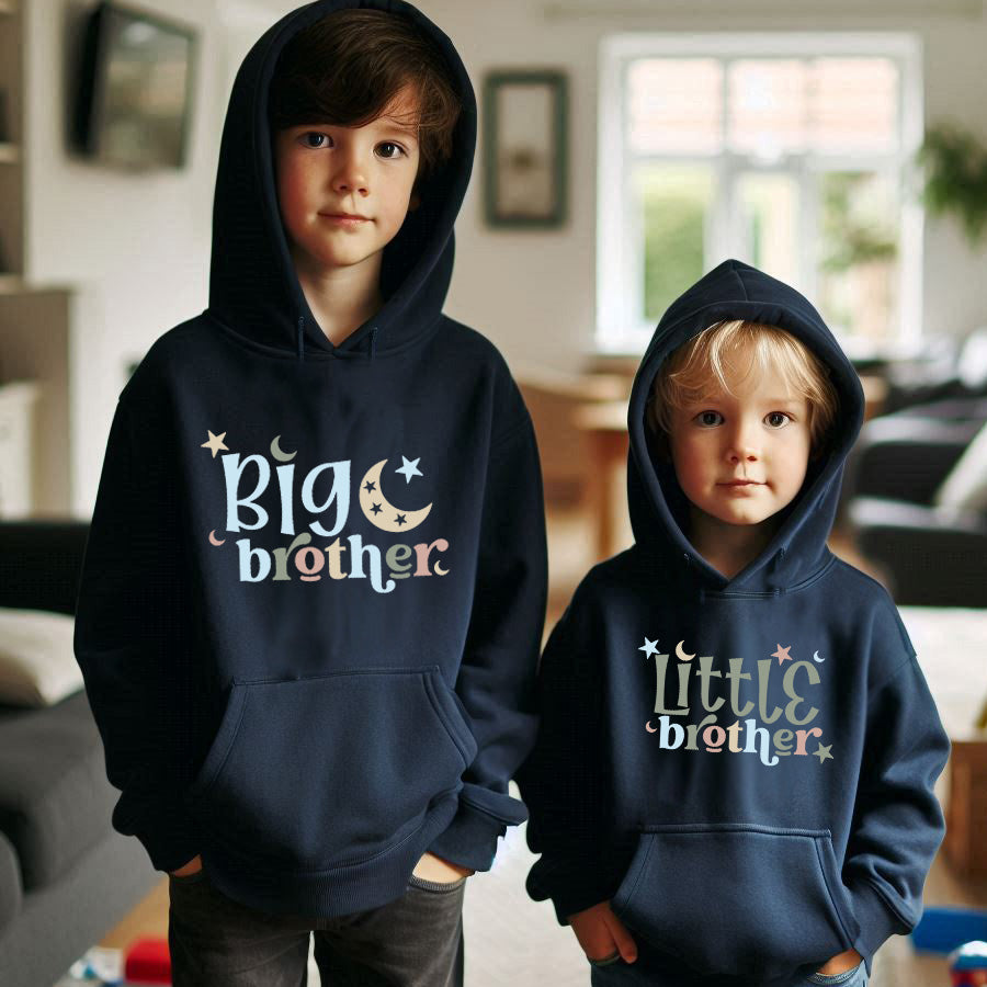 Star & Moon Brother Matching Navy Hoodies