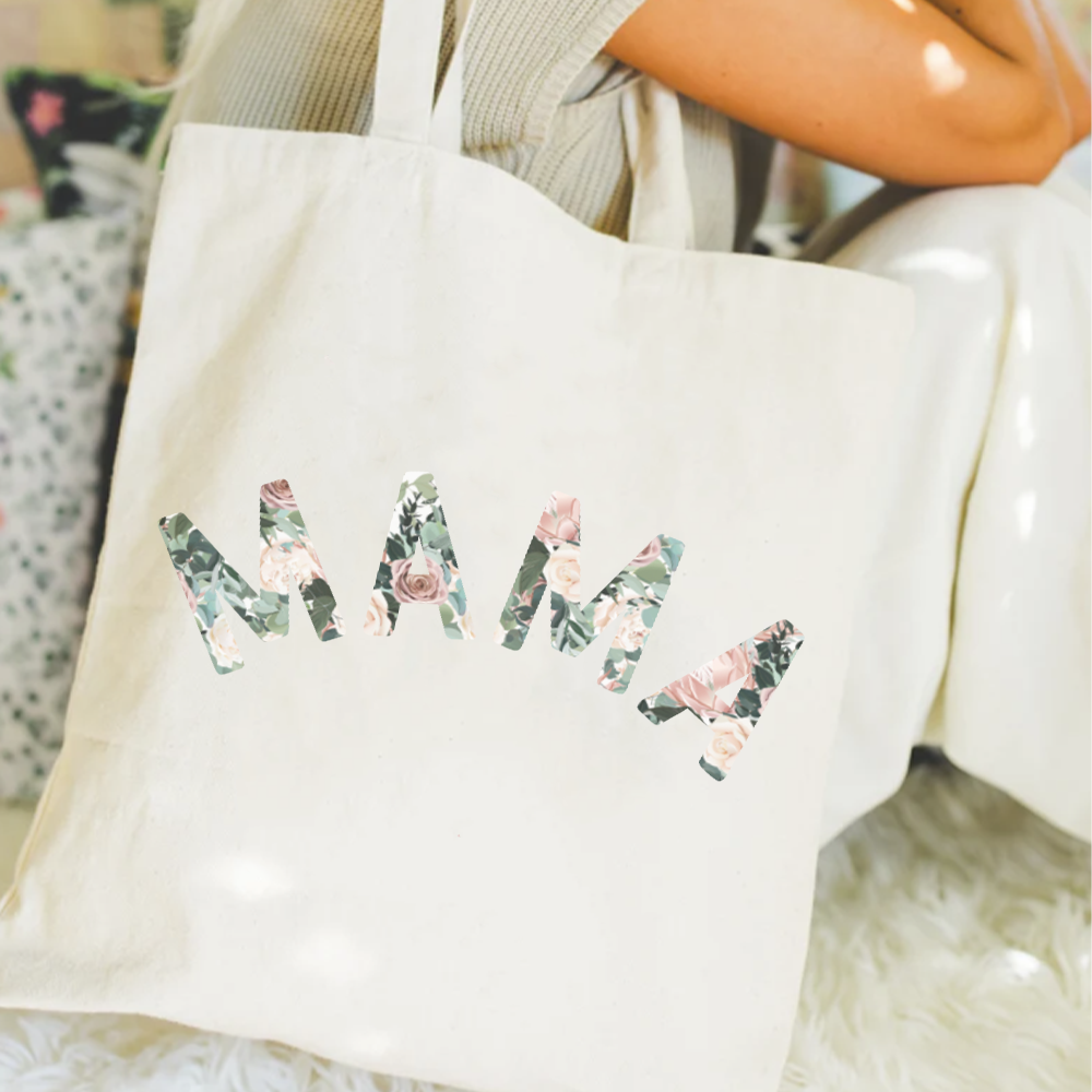 Mama Floral Print Tote Bag