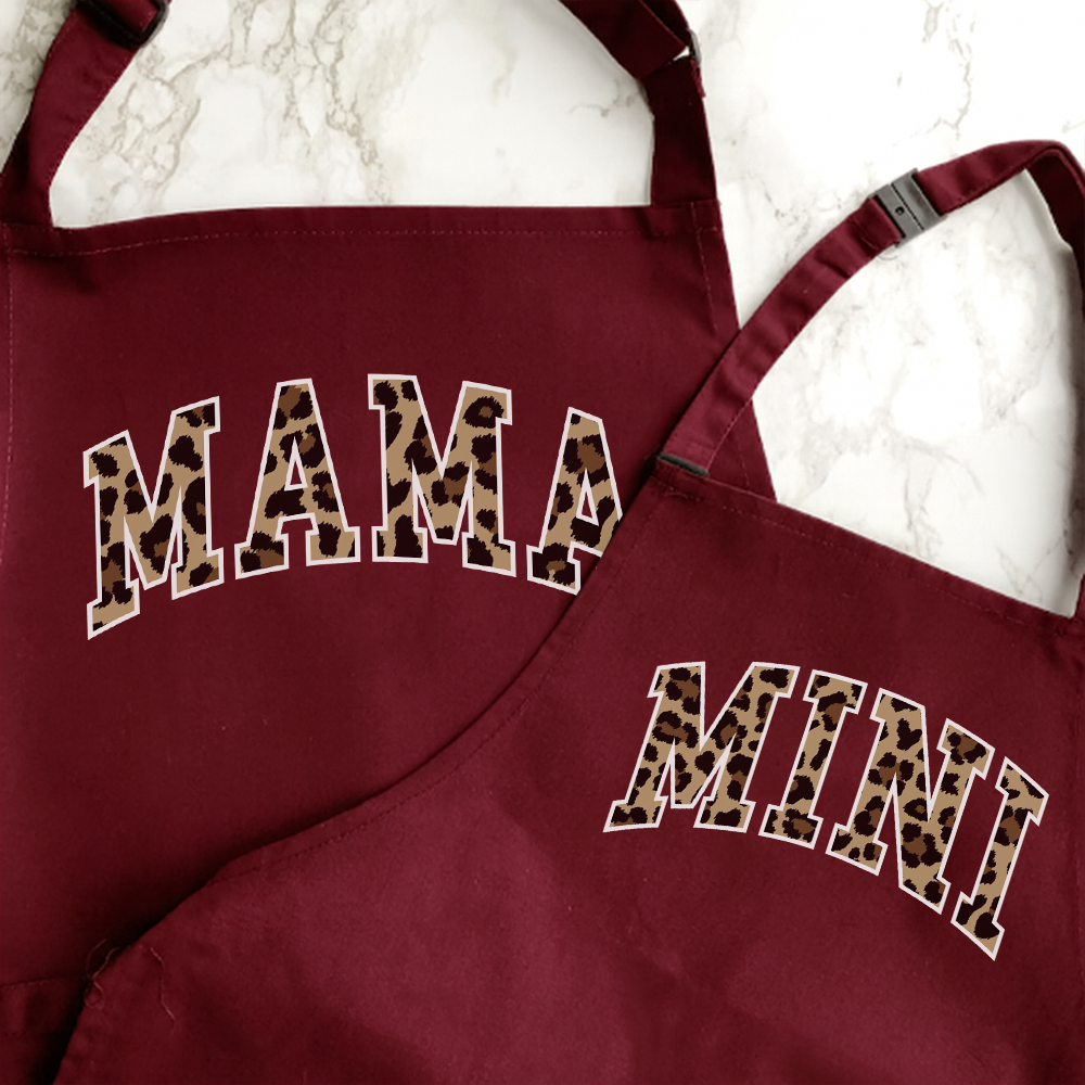 Mama & Mini Leopard Varsity Matching Aprons
