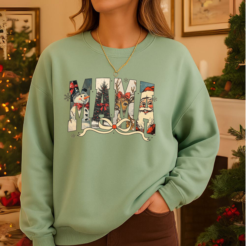 Mama Vintage Christmas Bow Sweatshirt
