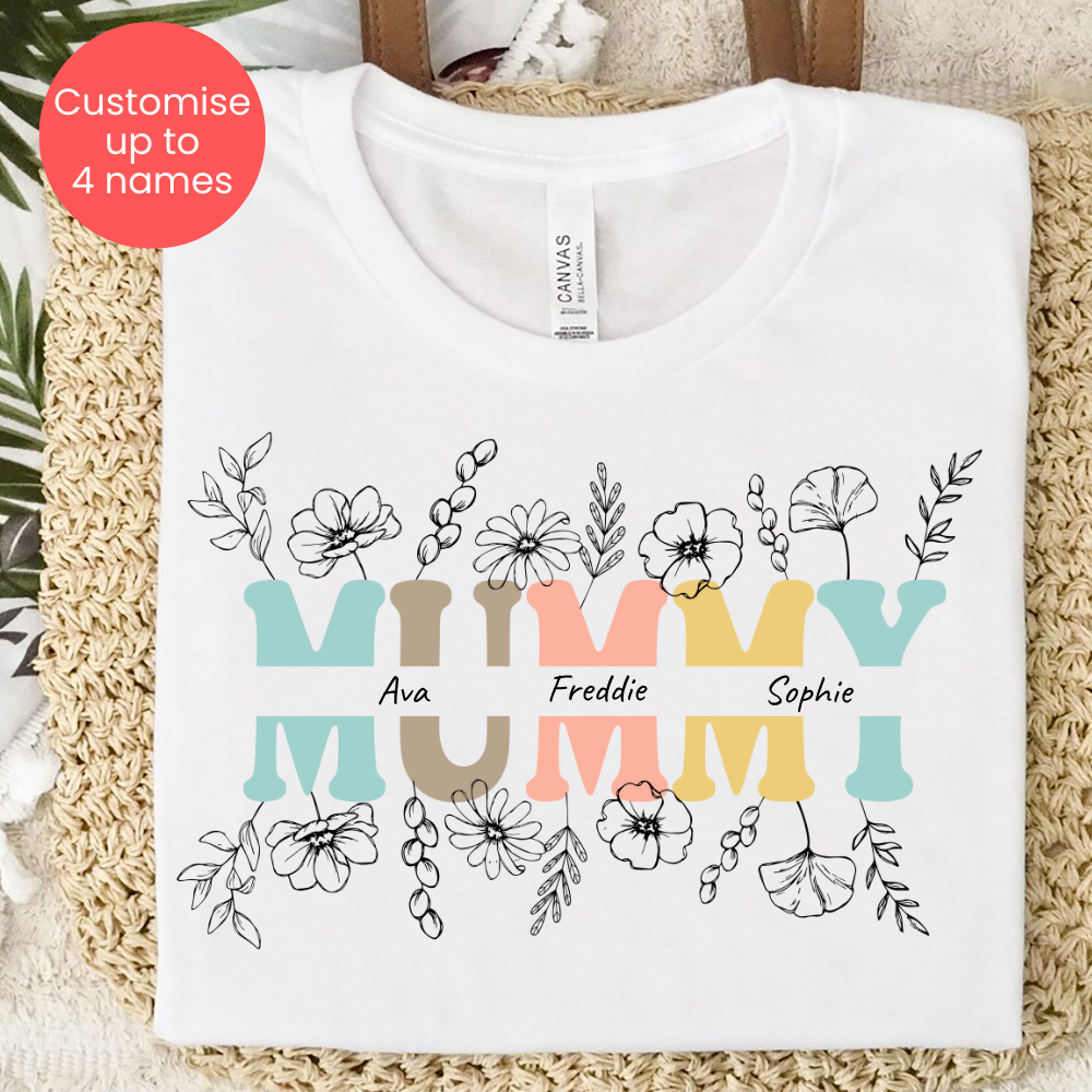 Mummy Wildflower Personalised T-Shirt