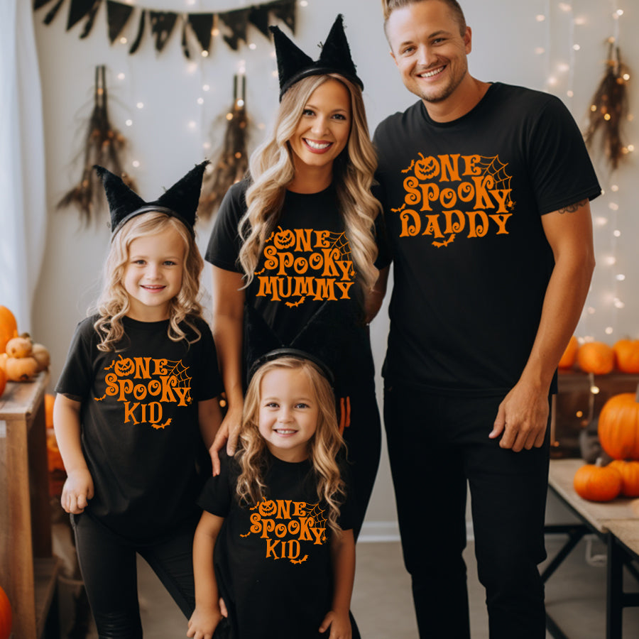 One Spooky Family Matching Black T-Shirts