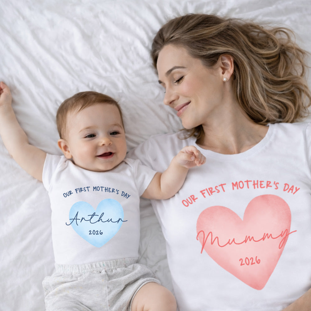 Love Heart Our First Mother's Day Matching T-Shirt/Baby Vest