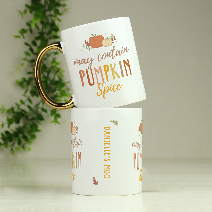 Personalised Pumpkin Spice Gold Handle Mug (MRK-iD)