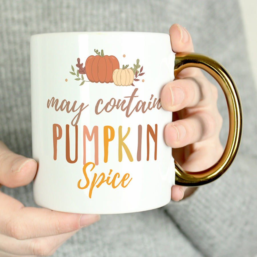 Personalised Pumpkin Spice Gold Handle Mug (MRK-iD)