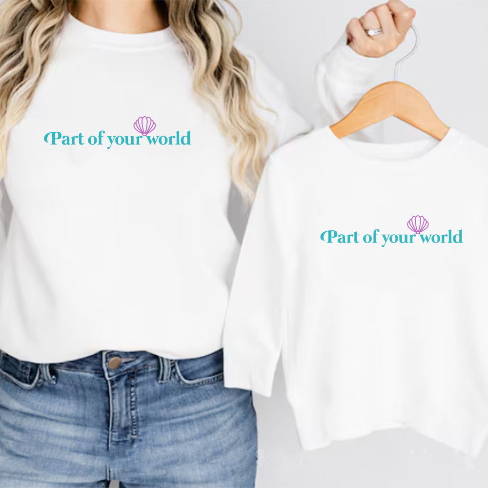 Part Of Your World Matching White Sweatshirts