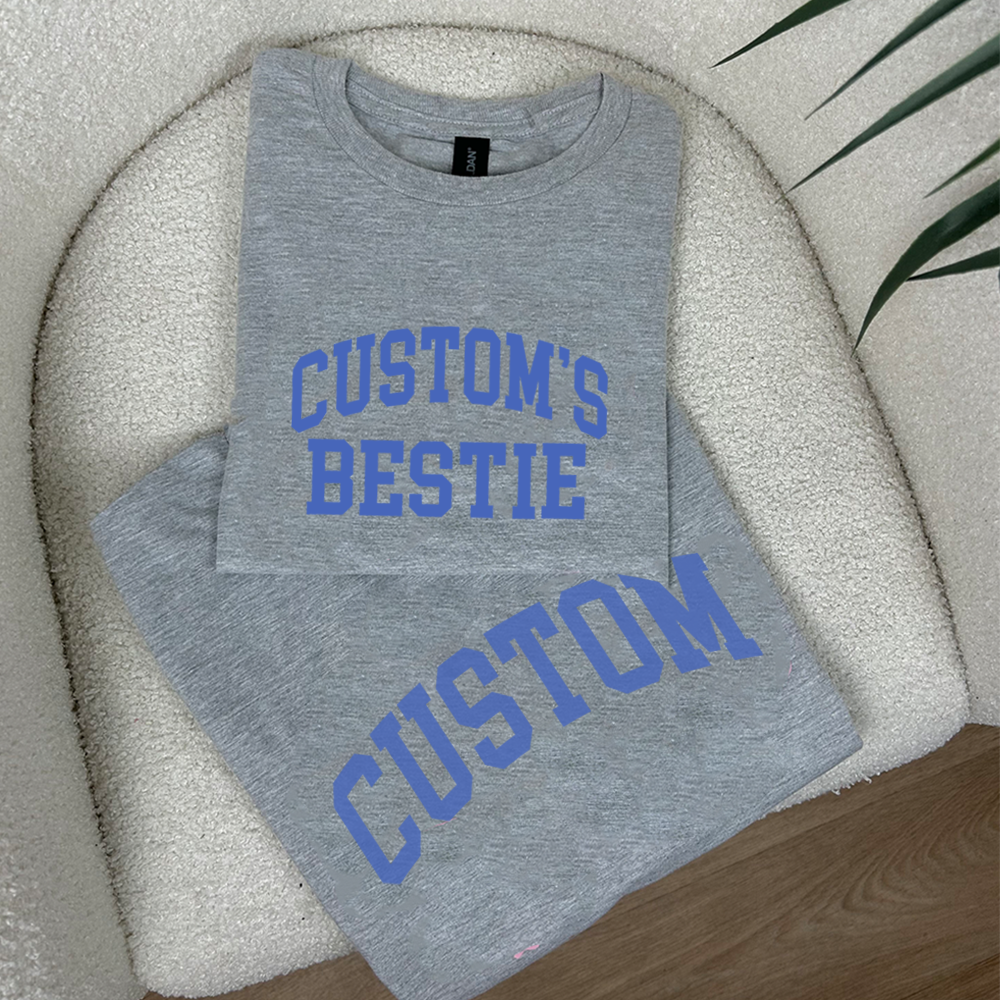 Personalised Bestie College Matching Grey T-Shirts