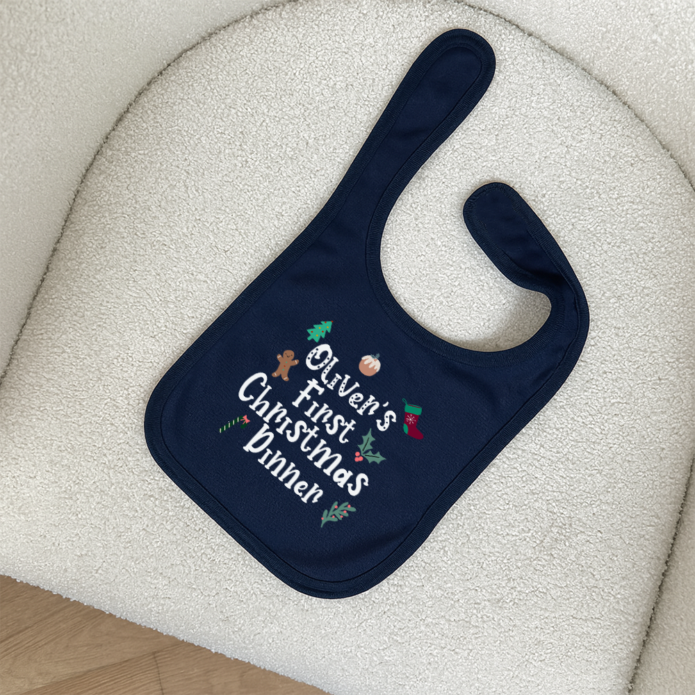 Personalised First Christmas Dinner Baby Bib