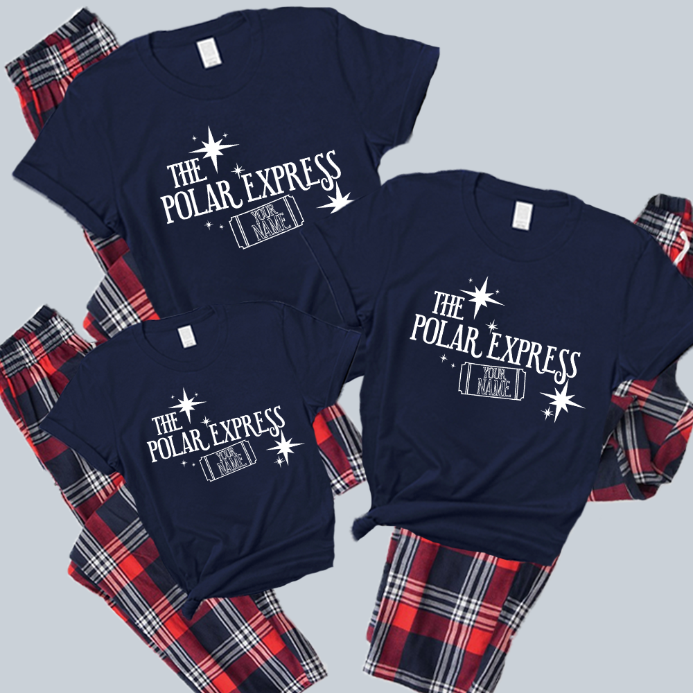 Choose Your Name The Polar Express Whole Family Yuletide Pyjama Tee and Pant Set