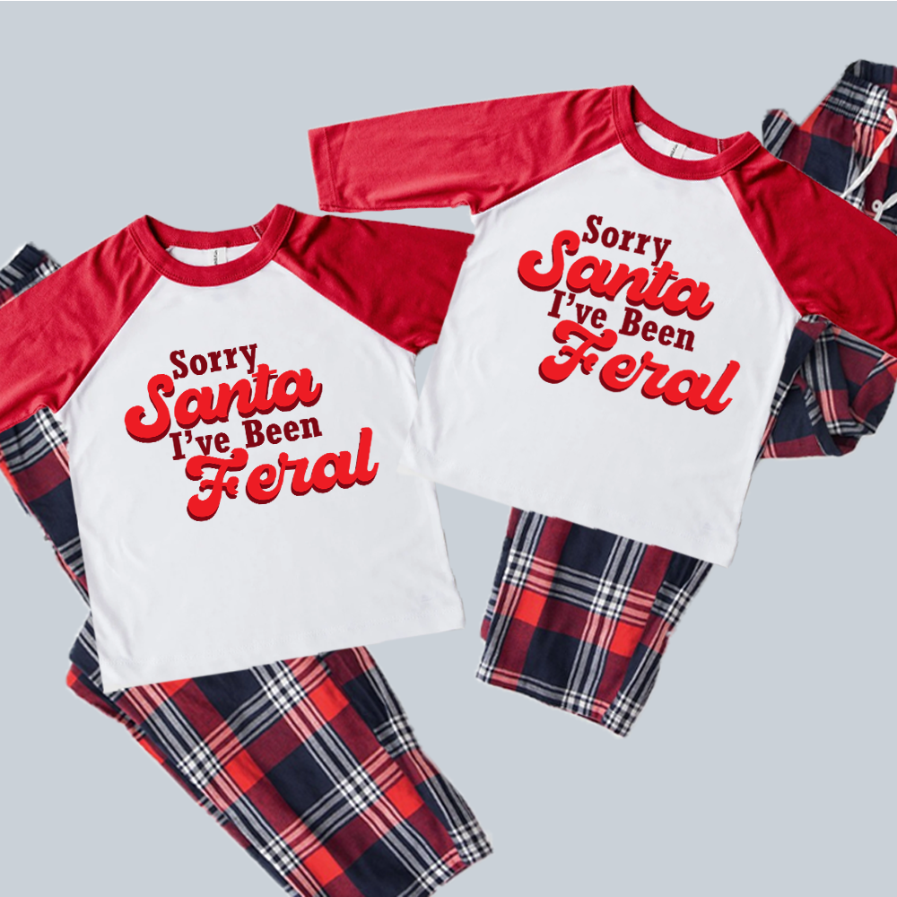 Sorry Santa, I've Been Feral Kids Yuletide & Raglan Top Pyjama Set