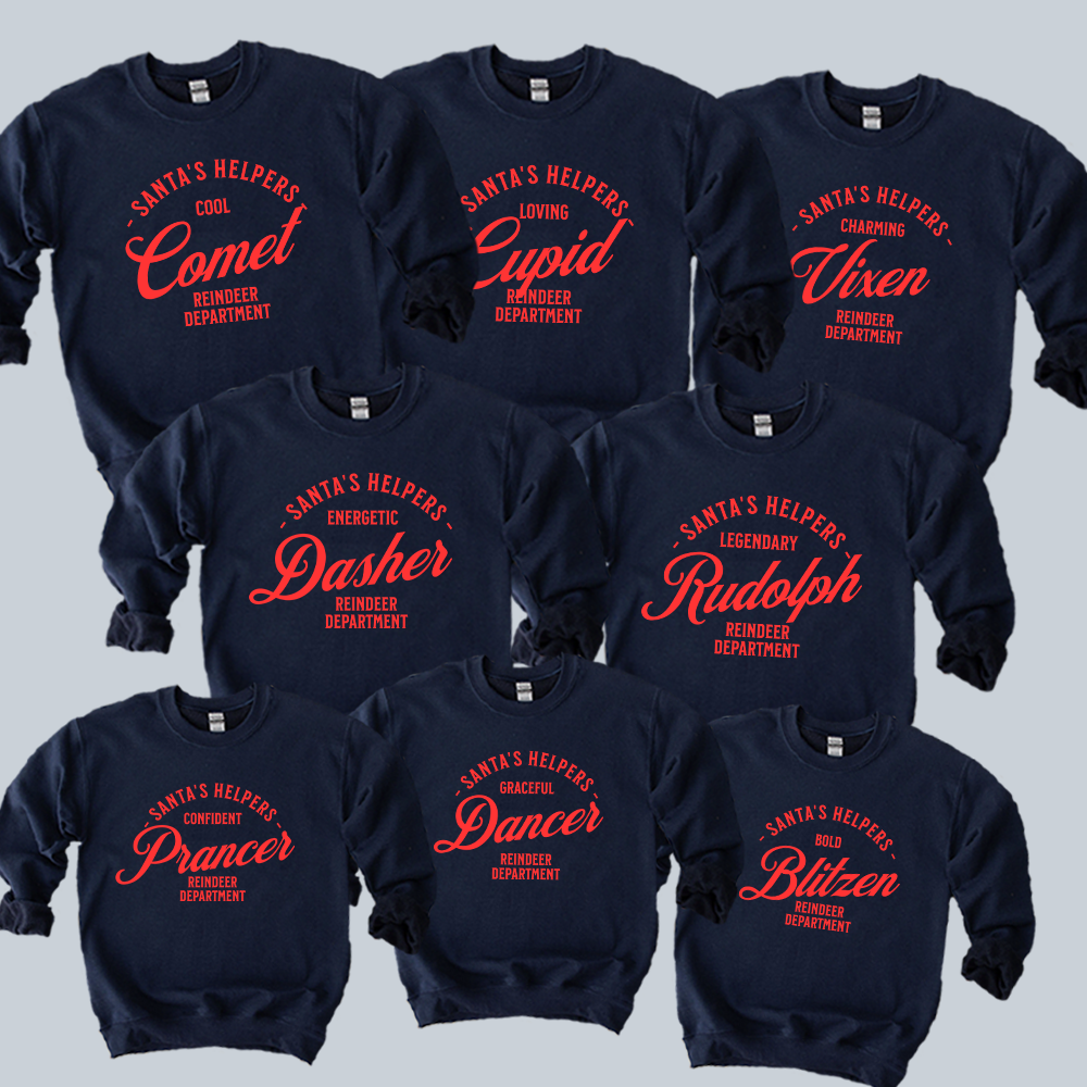 Reindeer Department Matching Navy Christmas Sweatshirts