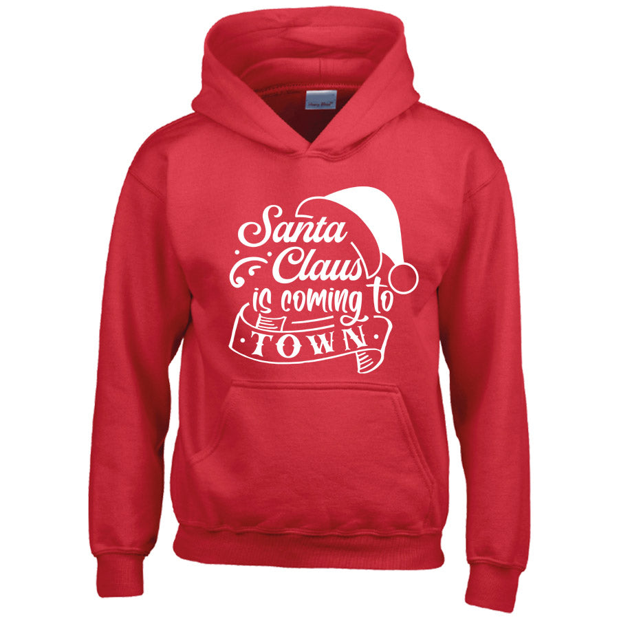 Santa Claus Is Coming To Town Red Kids Hoodie