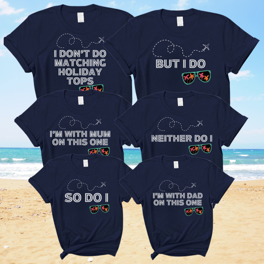 We Don't Wear Matching Family Holiday T-Shirts Navy