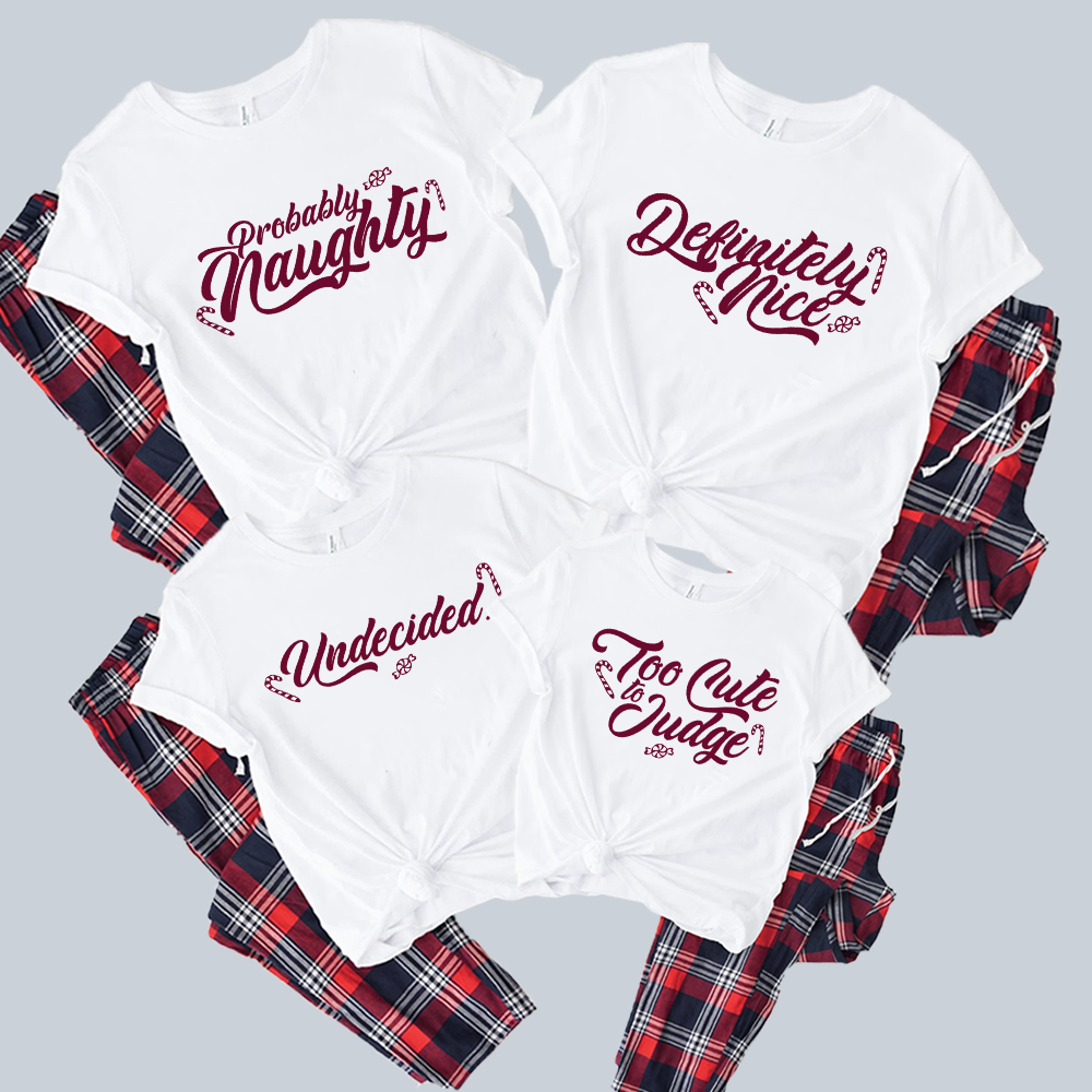 Santa's List Matching Yuletide Pyjama White Tee & Pant Set