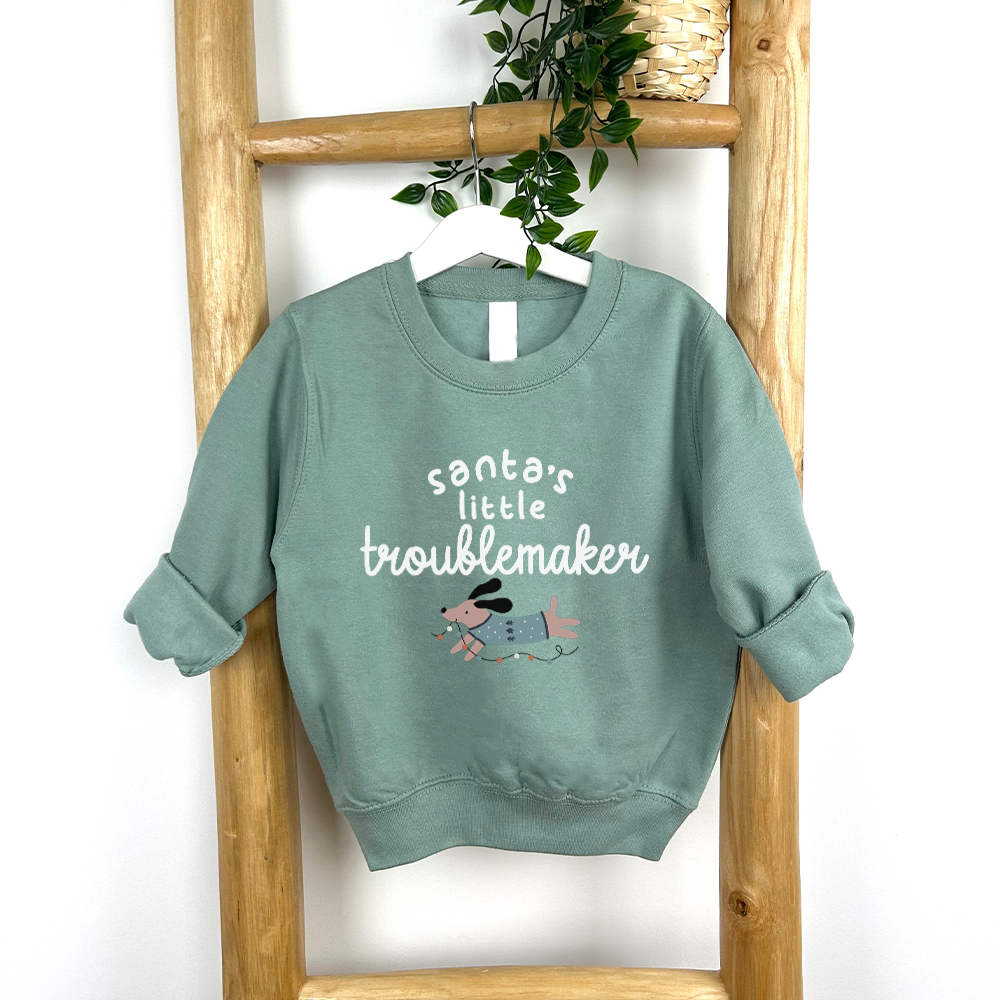 Santa's Little Troublemaker Kids Sweatshirt