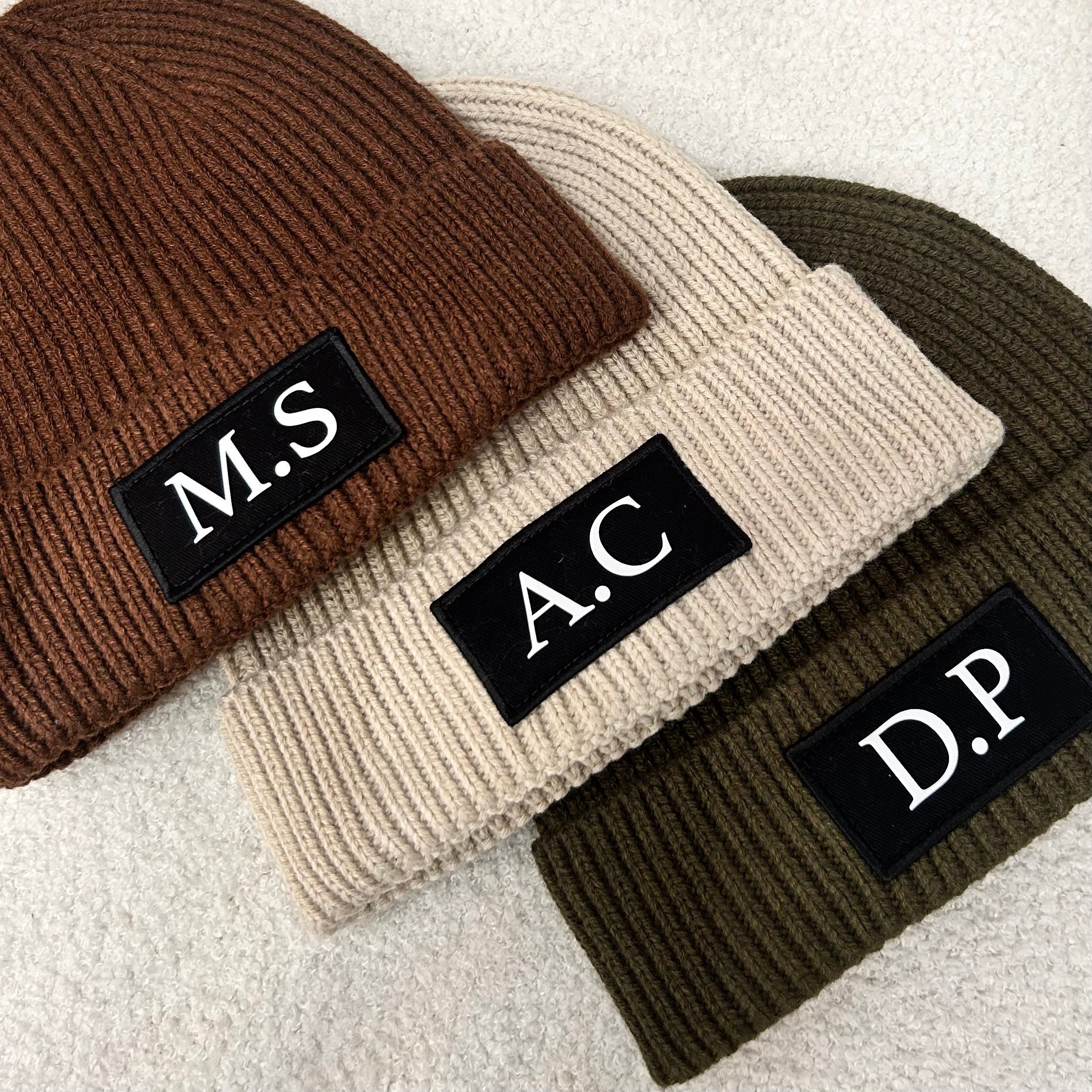 Personalised Initial Autumn Patch Beanies