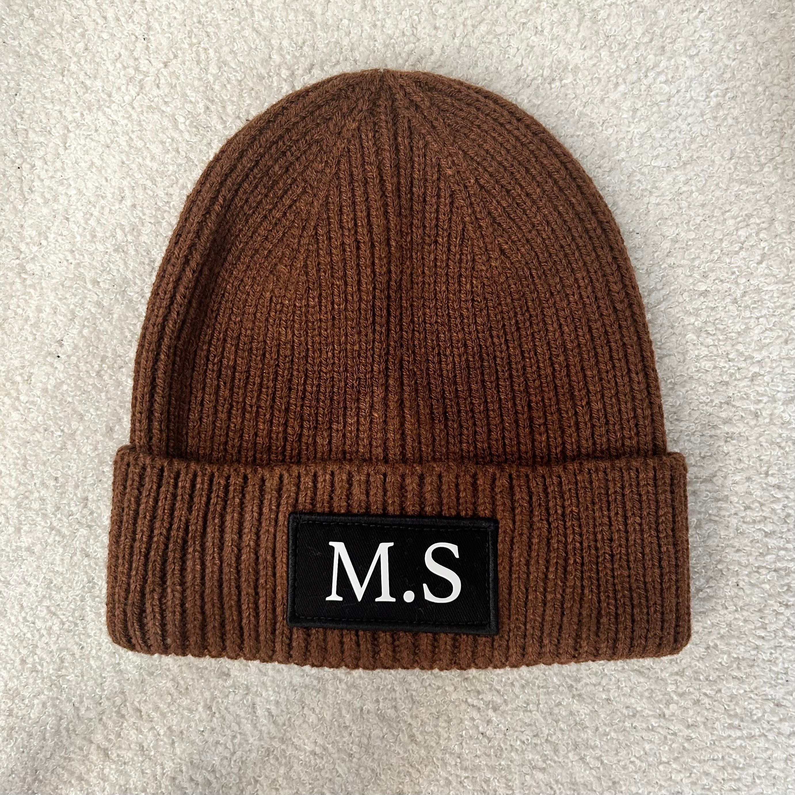 Personalised Initial Autumn Patch Beanies