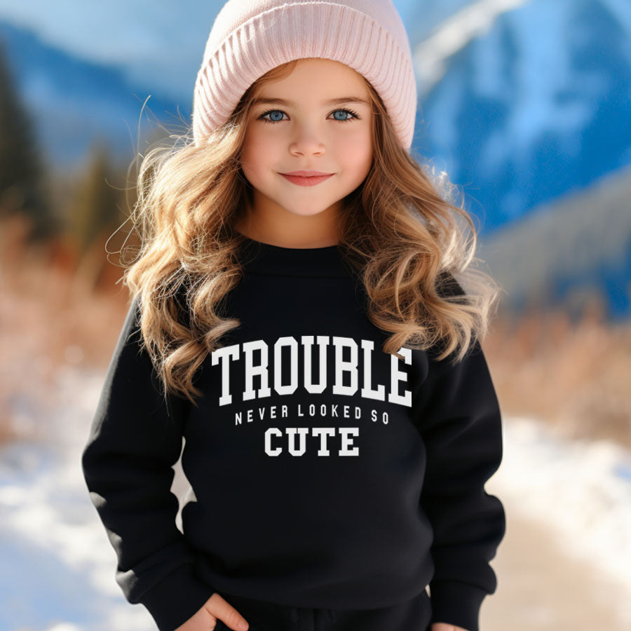 Trouble Never Looked So Cute Kids Sweatshirt