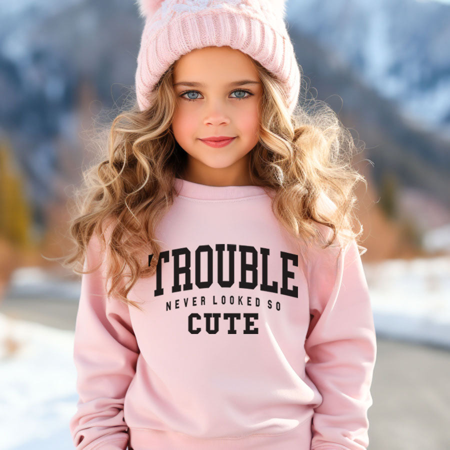 Trouble Never Looked So Cute Kids Sweatshirt