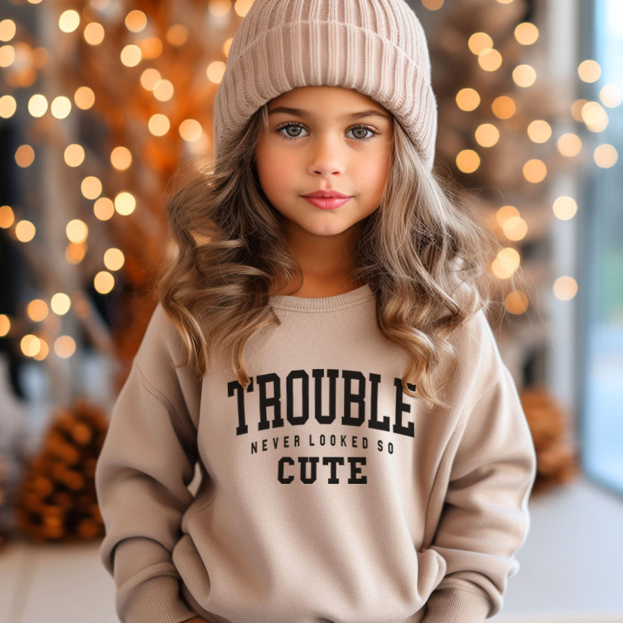 Trouble Never Looked So Cute Kids Sweatshirt