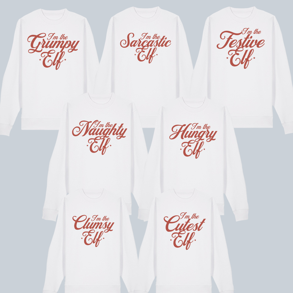 The Elf Department Matching Christmas Sweatshirt - White