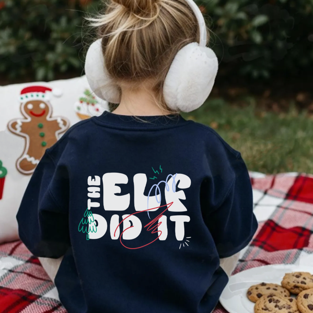 The Elf Did It Kids Graphic Sweatshirt
