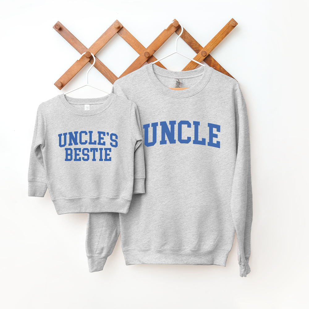 Uncle & Uncle's Bestie College Matching Grey/Blue Sweatshirts