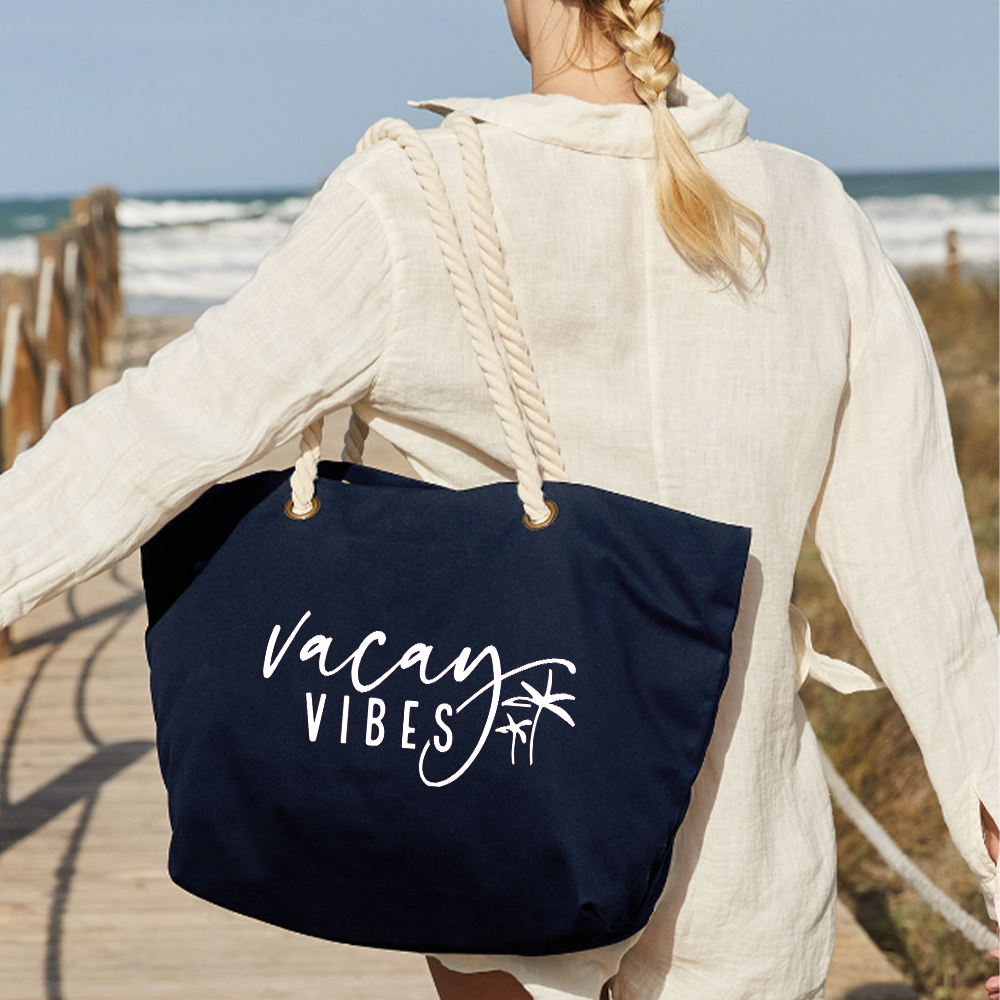 Vacay Vibes Nautical Beach Bag