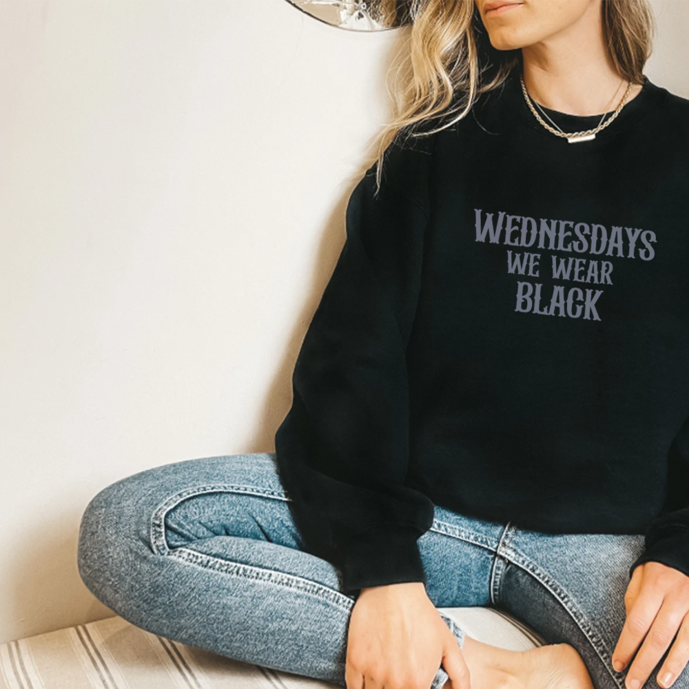 Wednesdays We Wear Black Graphic Sweatshirt