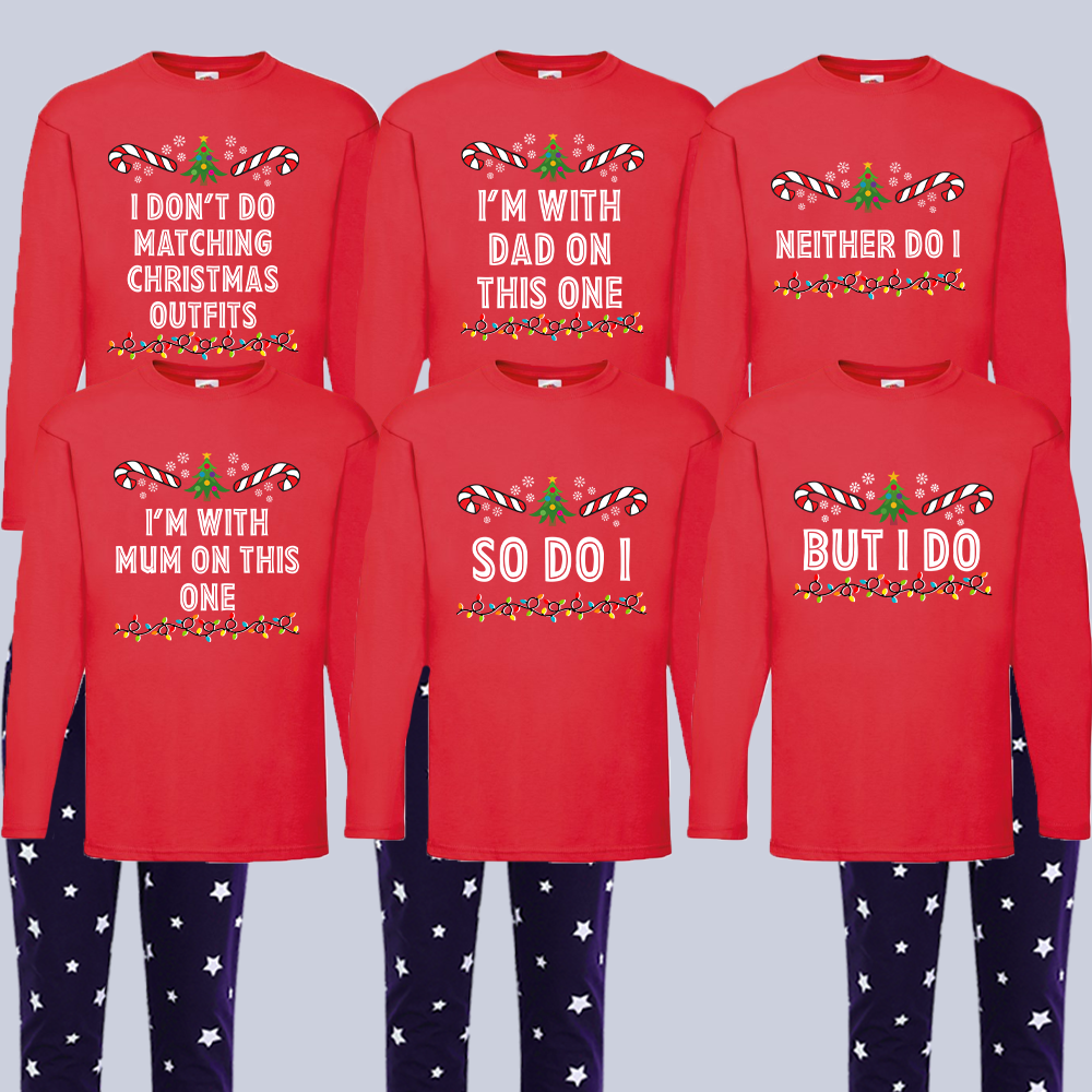 North Pole We Don't Wear Matching Family Red Long-Sleeve Tee & Navy Stars Pyjamas