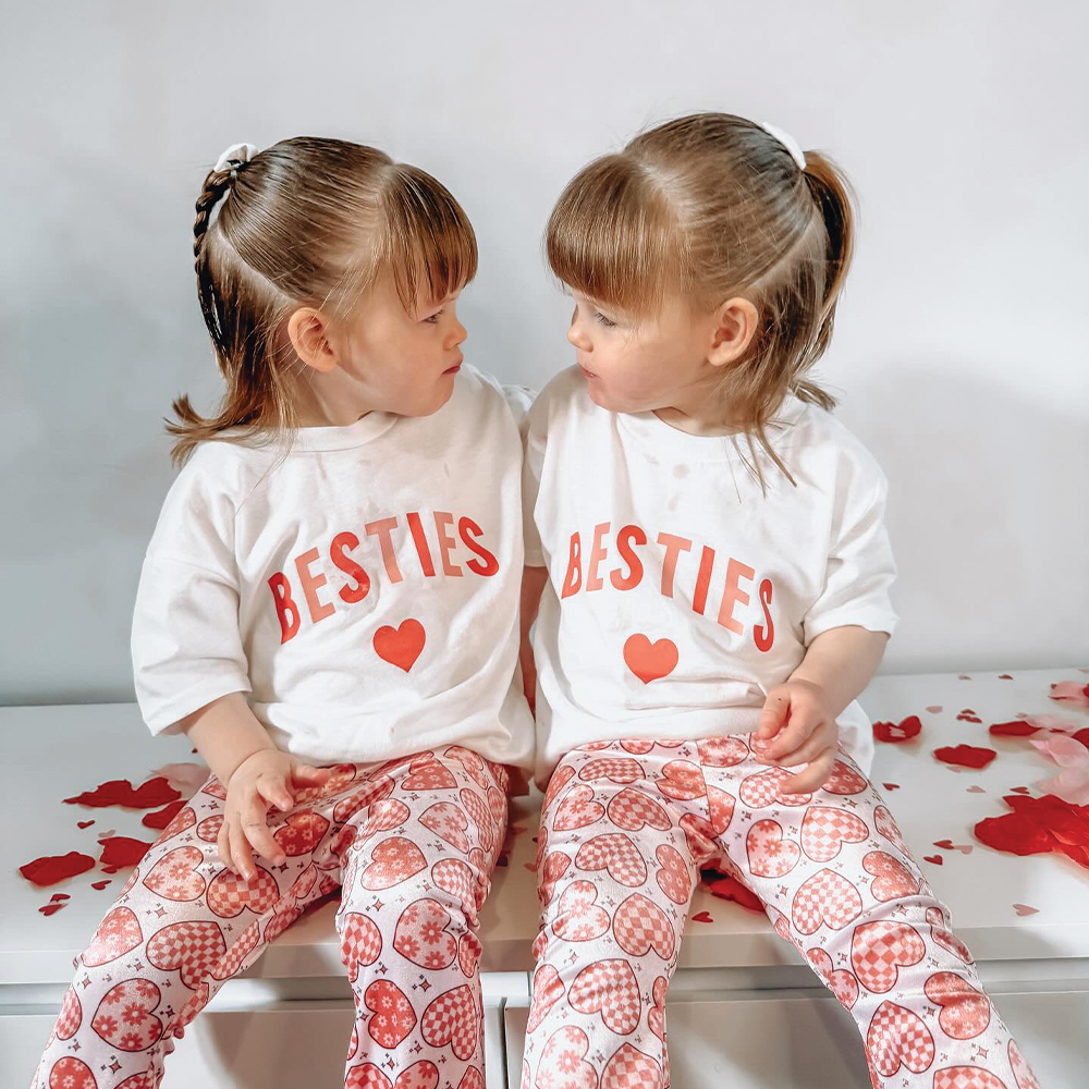 Besties Love Hearts Mum & Kid Matching T-Shirts