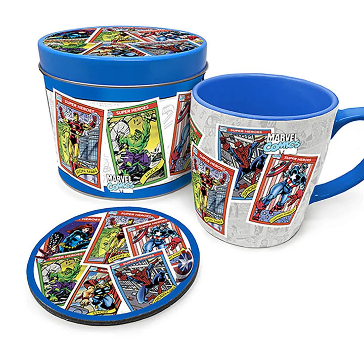 Marvel Retro (Collectors Cards) Mug & Coaster In Gift Tin