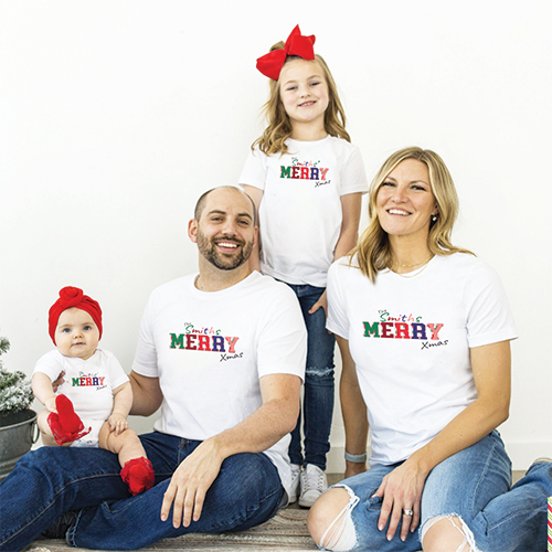 Personalised Merry Xmas Family Matching T-shirts