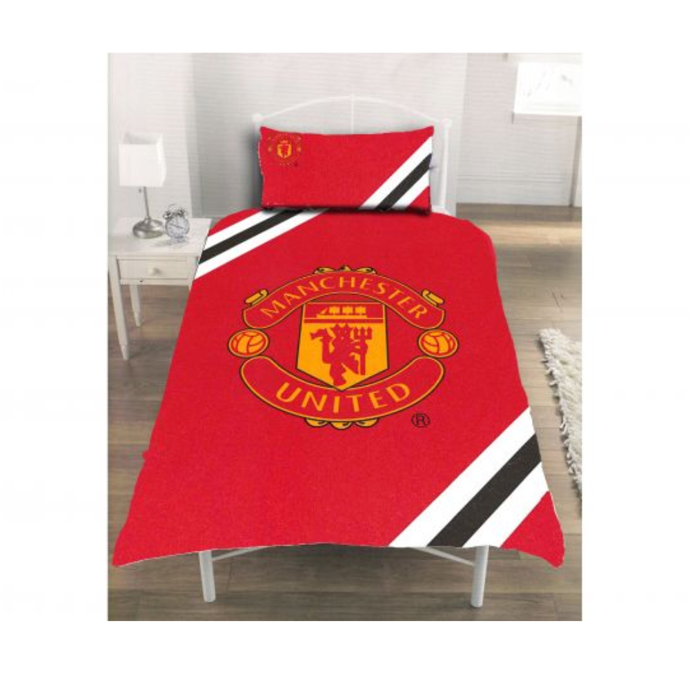 Manchester United Official Stripe Single Duvet Set