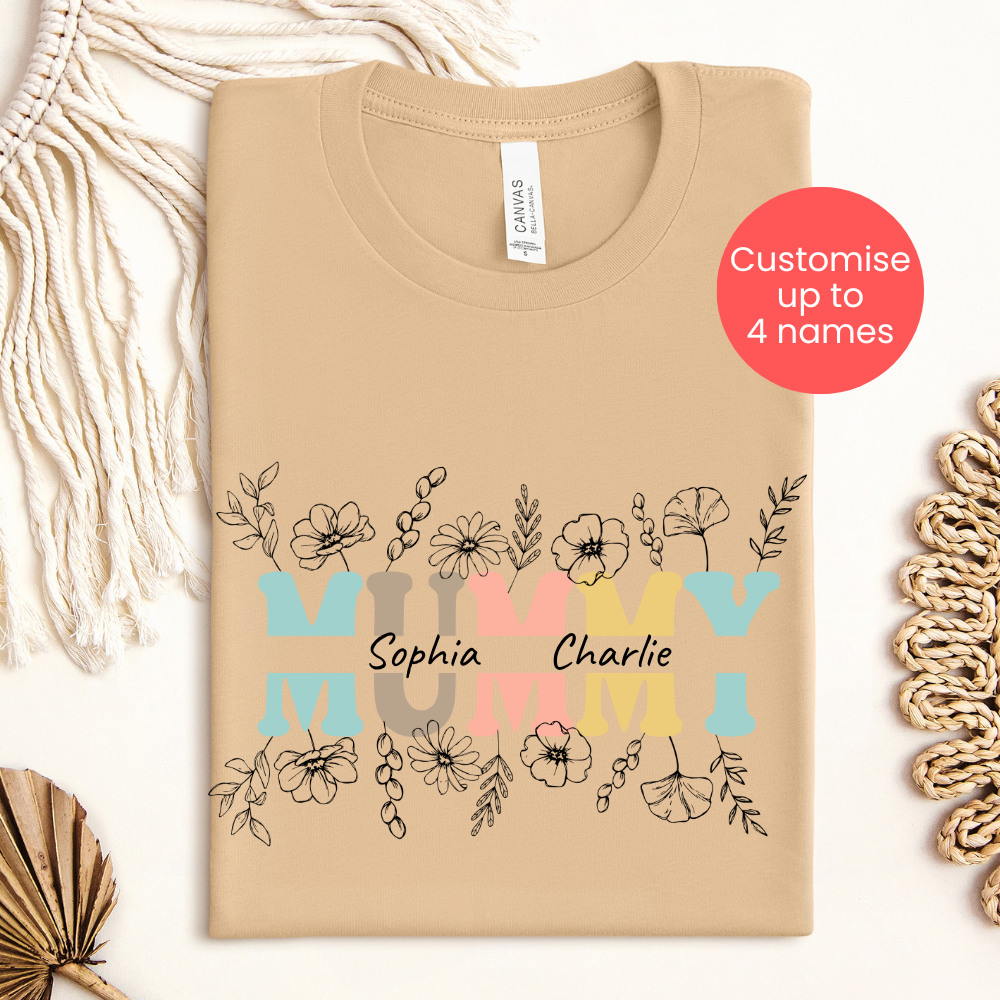 Mummy Wildflower Personalised T-Shirt